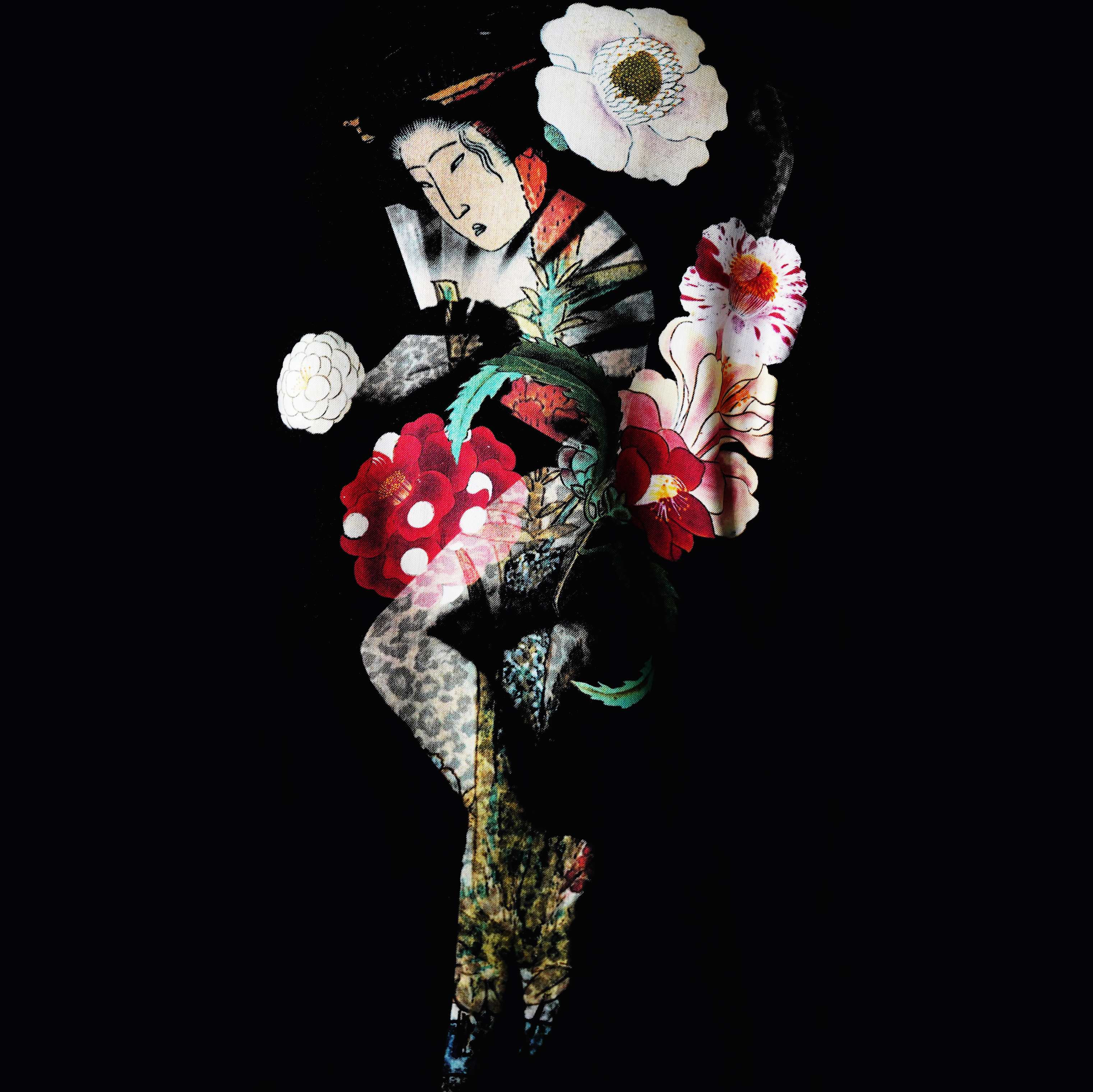 YOHJI YAMAMOTO 19SS Stand Long Jacket Face & Flower