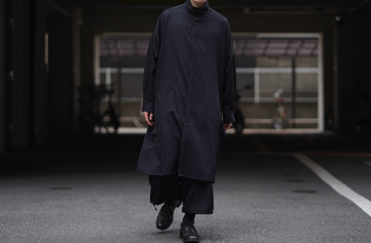 YOHJI YAMAMOTO Stand Up Collar Long Shirt Coat | HUES 福岡セレクト 
