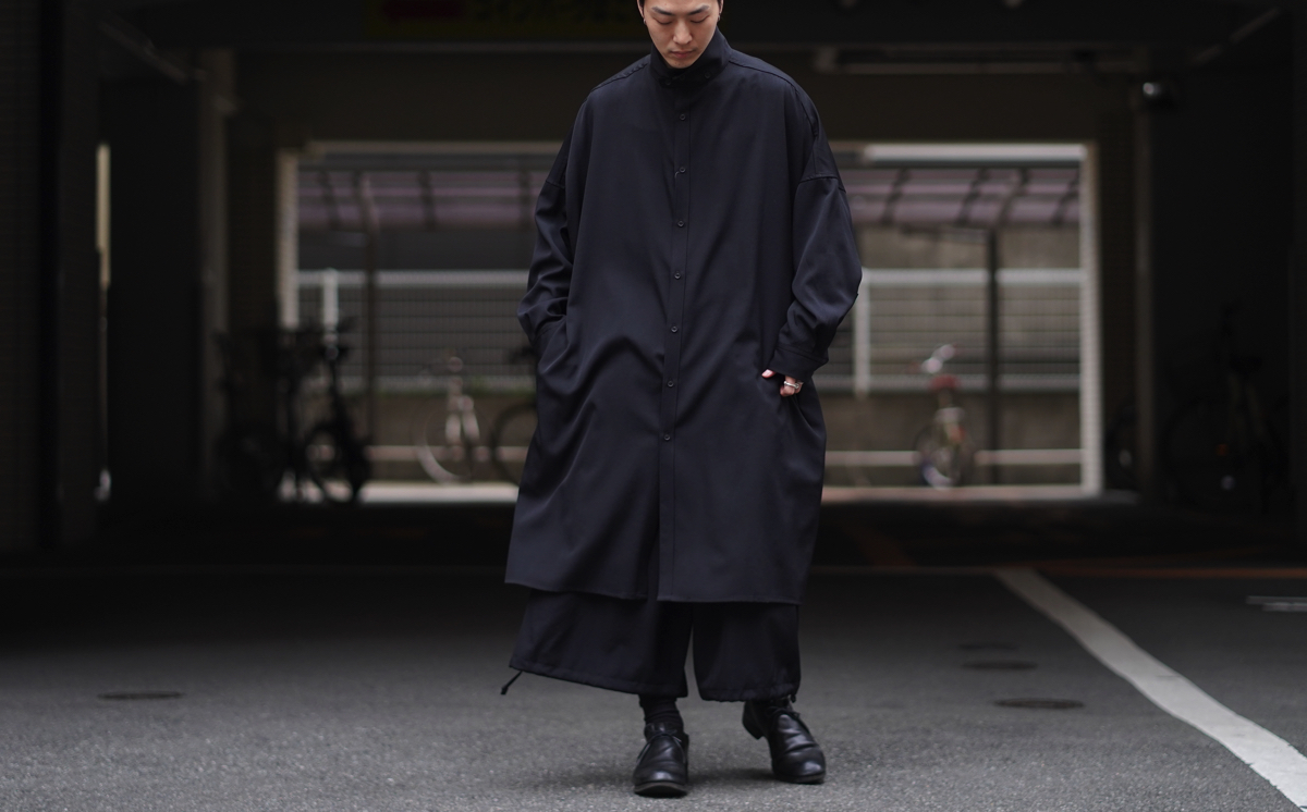 YOHJI YAMAMOTO Stand Up Collar Long Shirt Coat