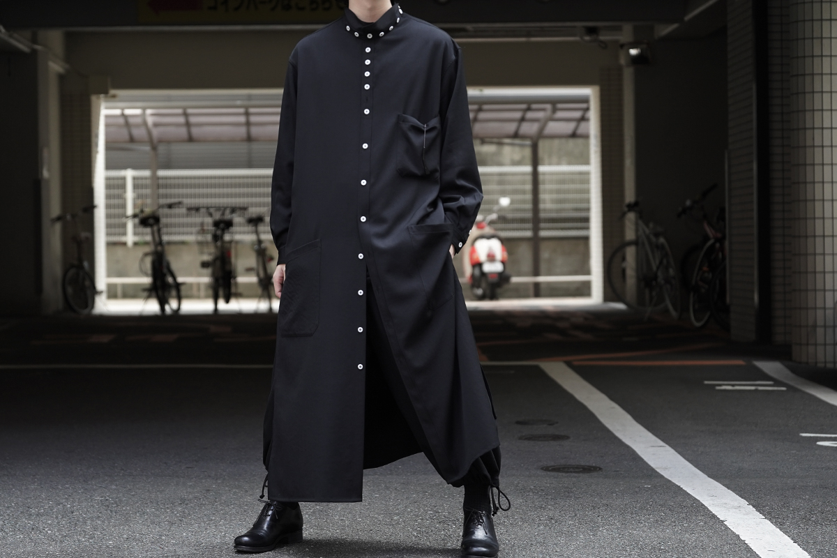 YOHJI YAMAMOTO Stand Collar Long Shirt | HUES 福岡セレクトショップ