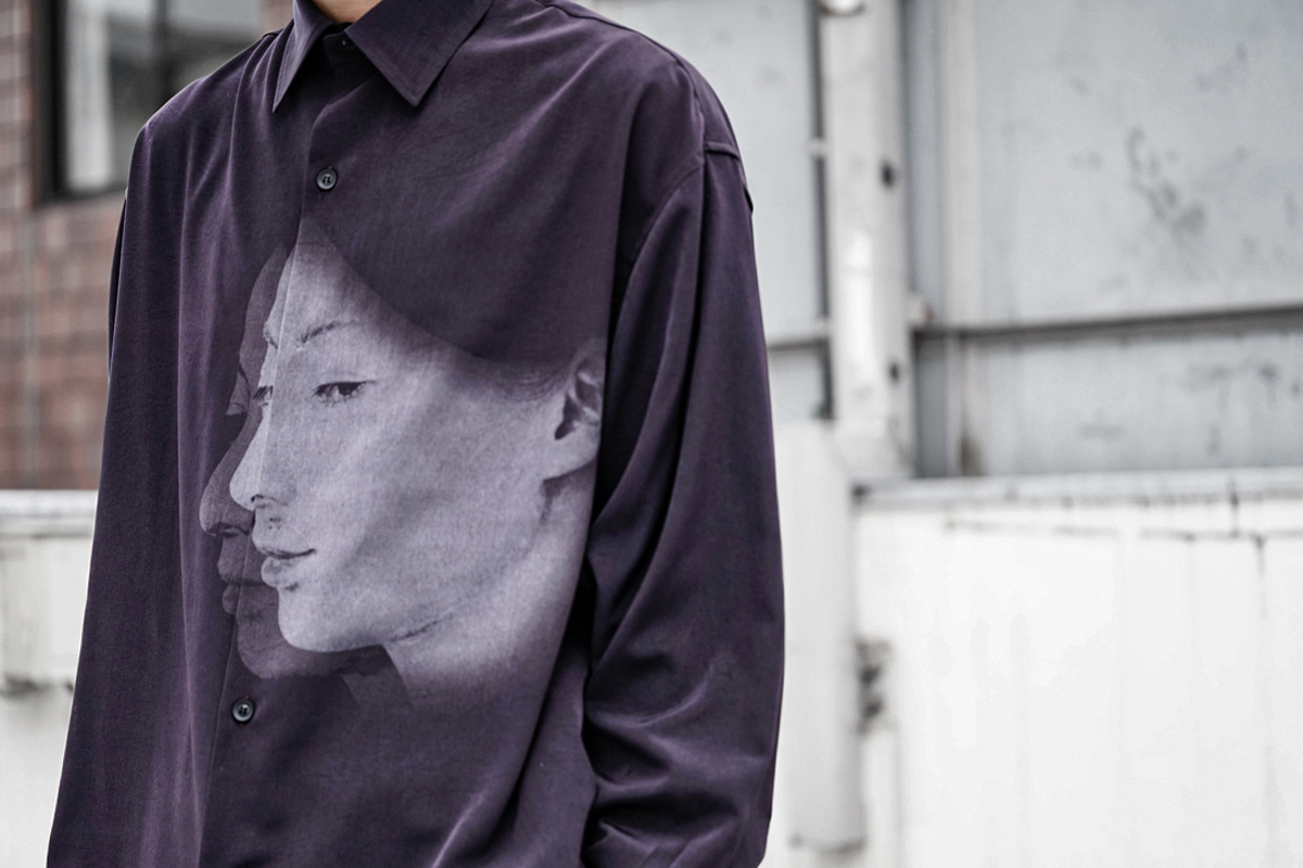 YOHJI YAMAMOTO 20SS UCHIDA Face Print Long Shirt | HUES 福岡 