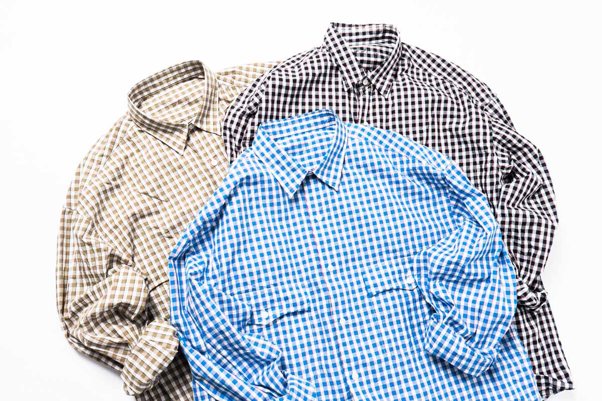 Porter Classic  ROLL UP TRICOLOR GINGHAM CHECK SHIRT