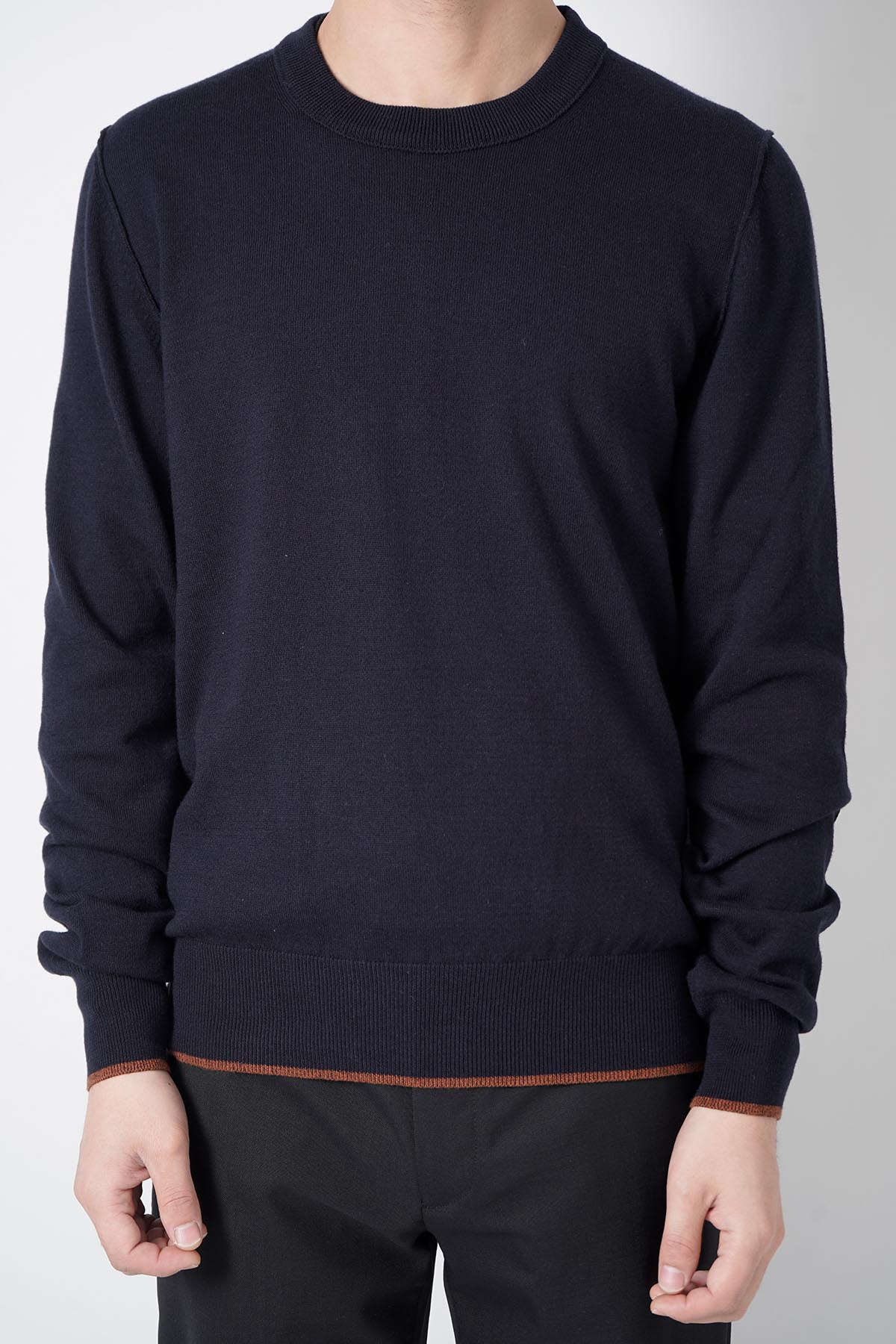 Elbow Patch Crew Neck Knit Navy［2021SS］