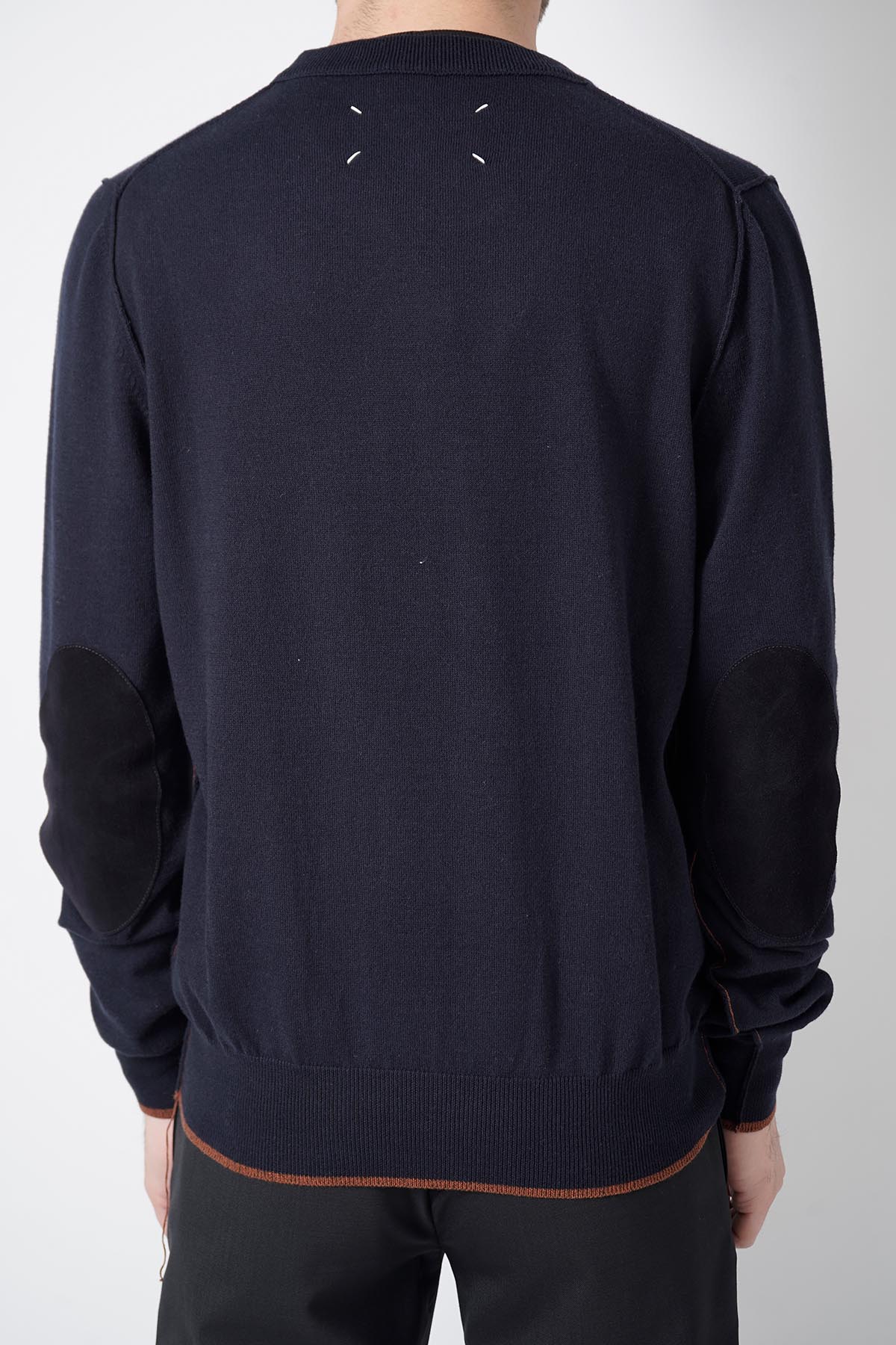 Elbow Patch Crew Neck Knit Navy［2021SS］