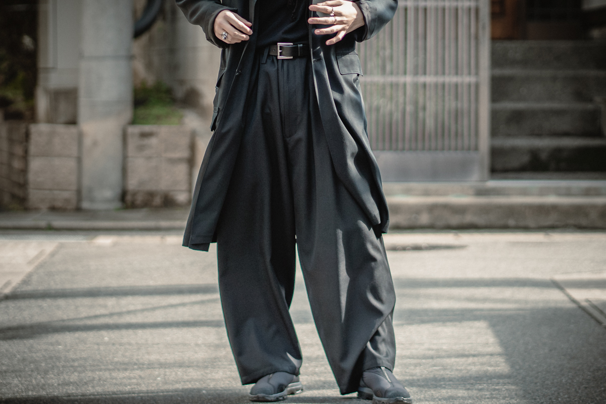Yohji Yamamotoウールギャバジンパンツ定番紐パンツ-