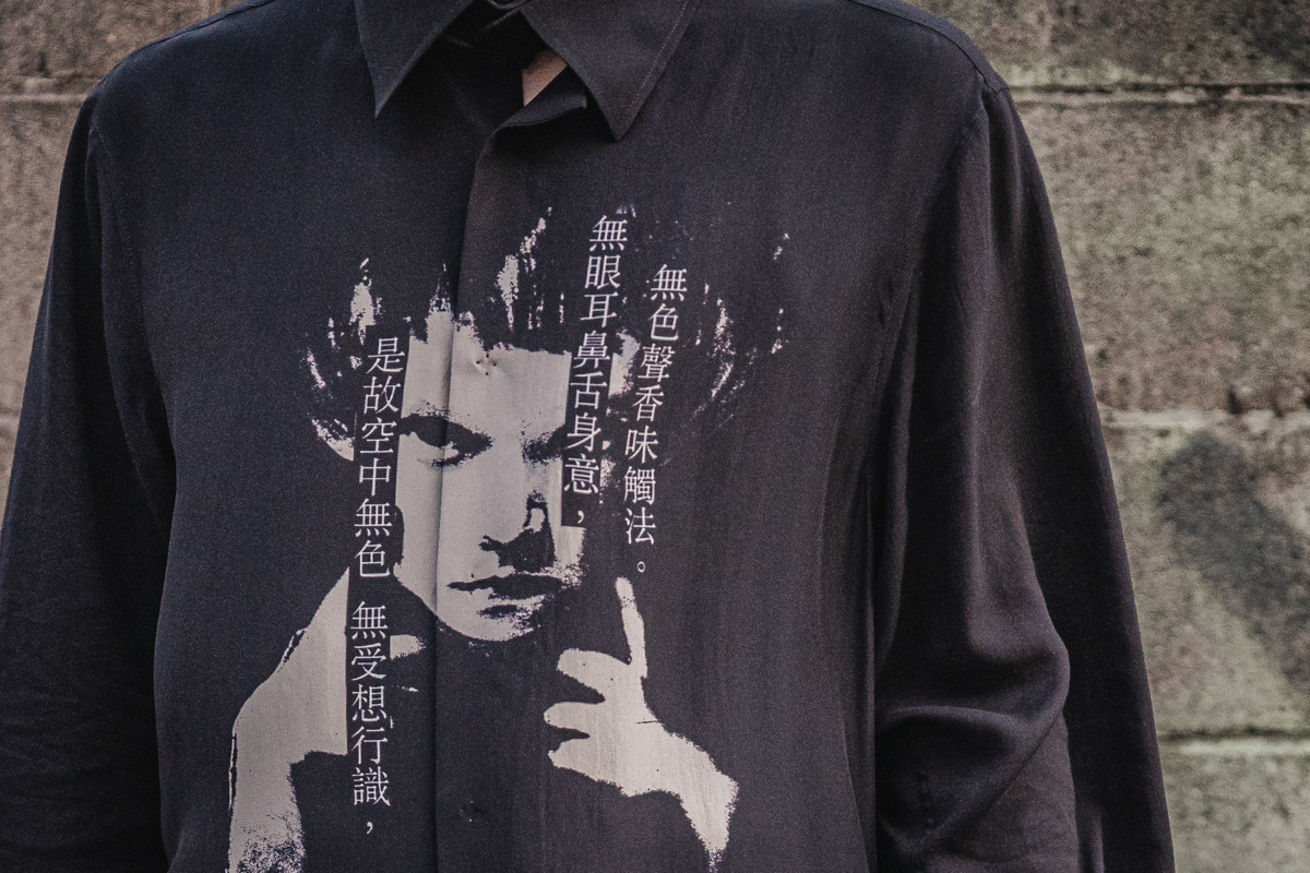 yohji yamamoto 21aw カラスプリントシルクシャツ