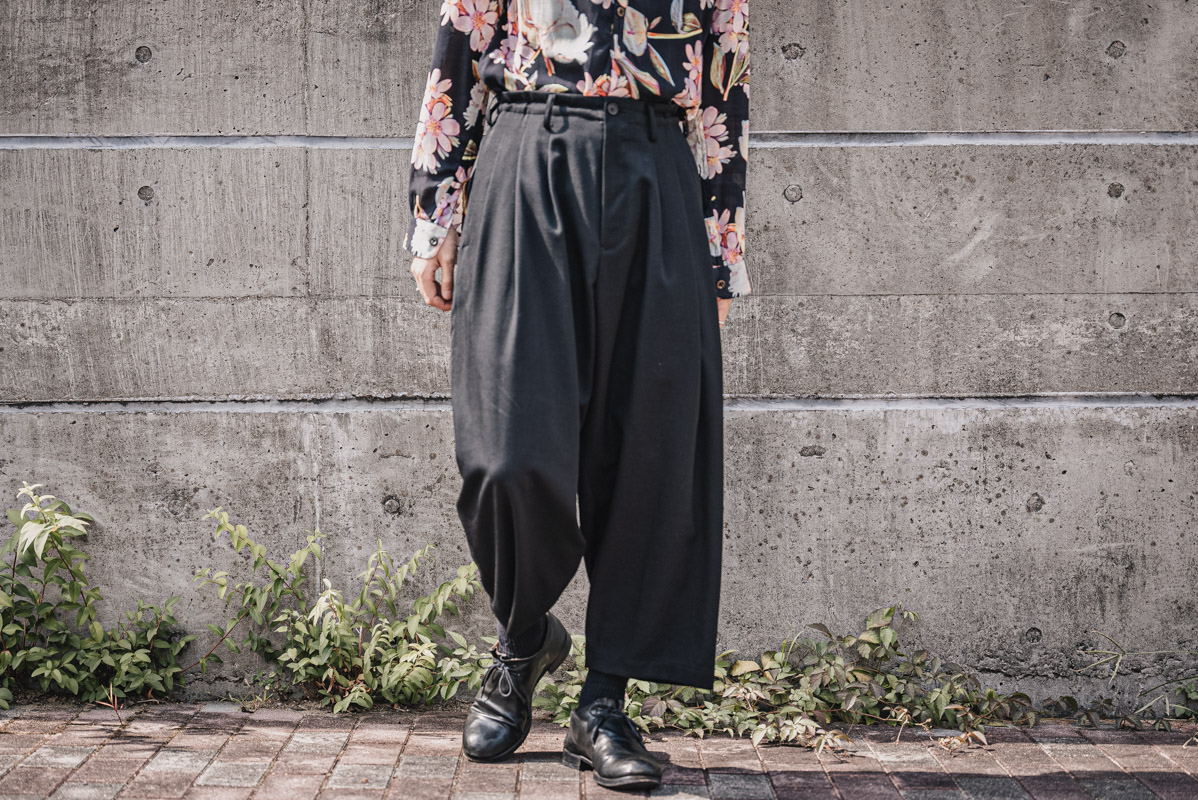 人気商品】 3タック Yamamoto ウールギャバ レプリカ ワイドパンツ パンツ Yohji Touten Zaiko