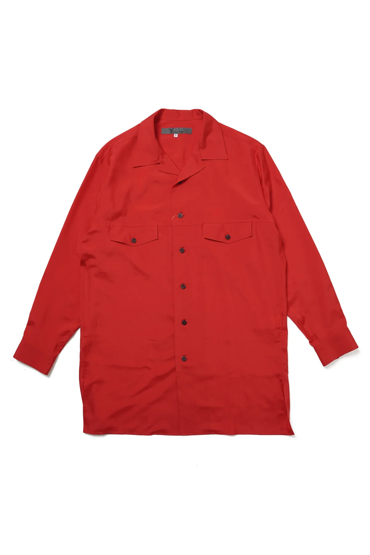 RED SILK SHIRT WITH FLAP POCKETS