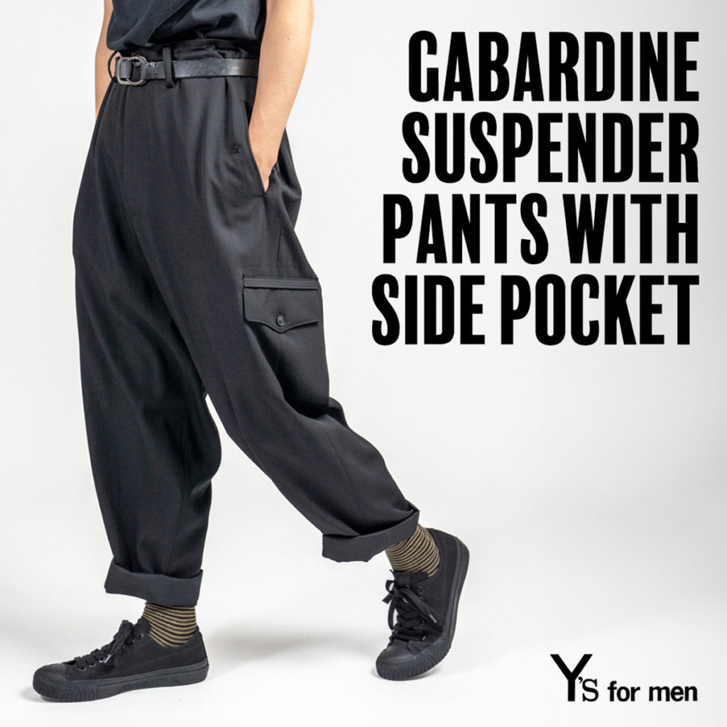 Y’S FOR MEN 24SS WOOL GABARDINE SUSPENDER PANTS WITH SIDE POCKET