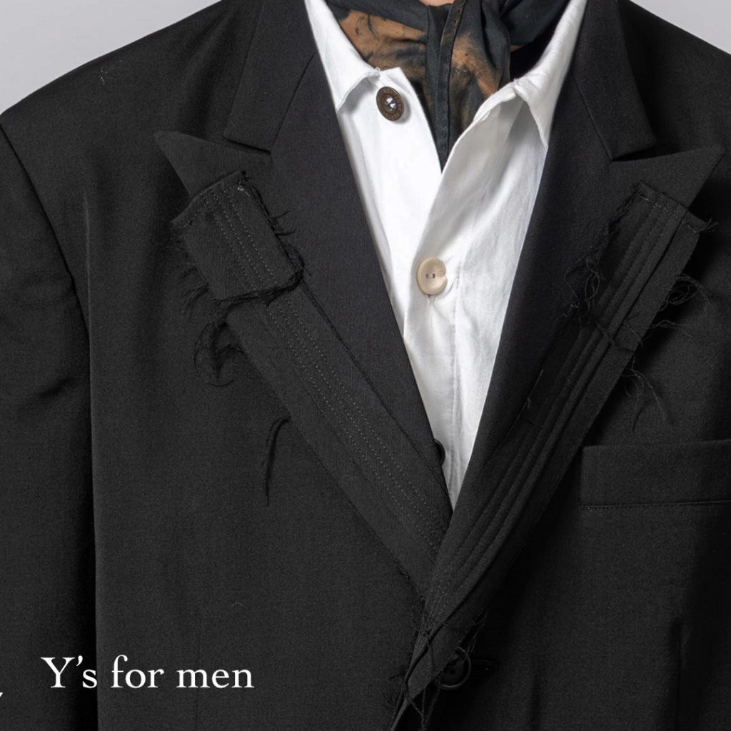 Y’S FOR MEN WOOL GABARDINE JACKET WITH PATCH CLOTH