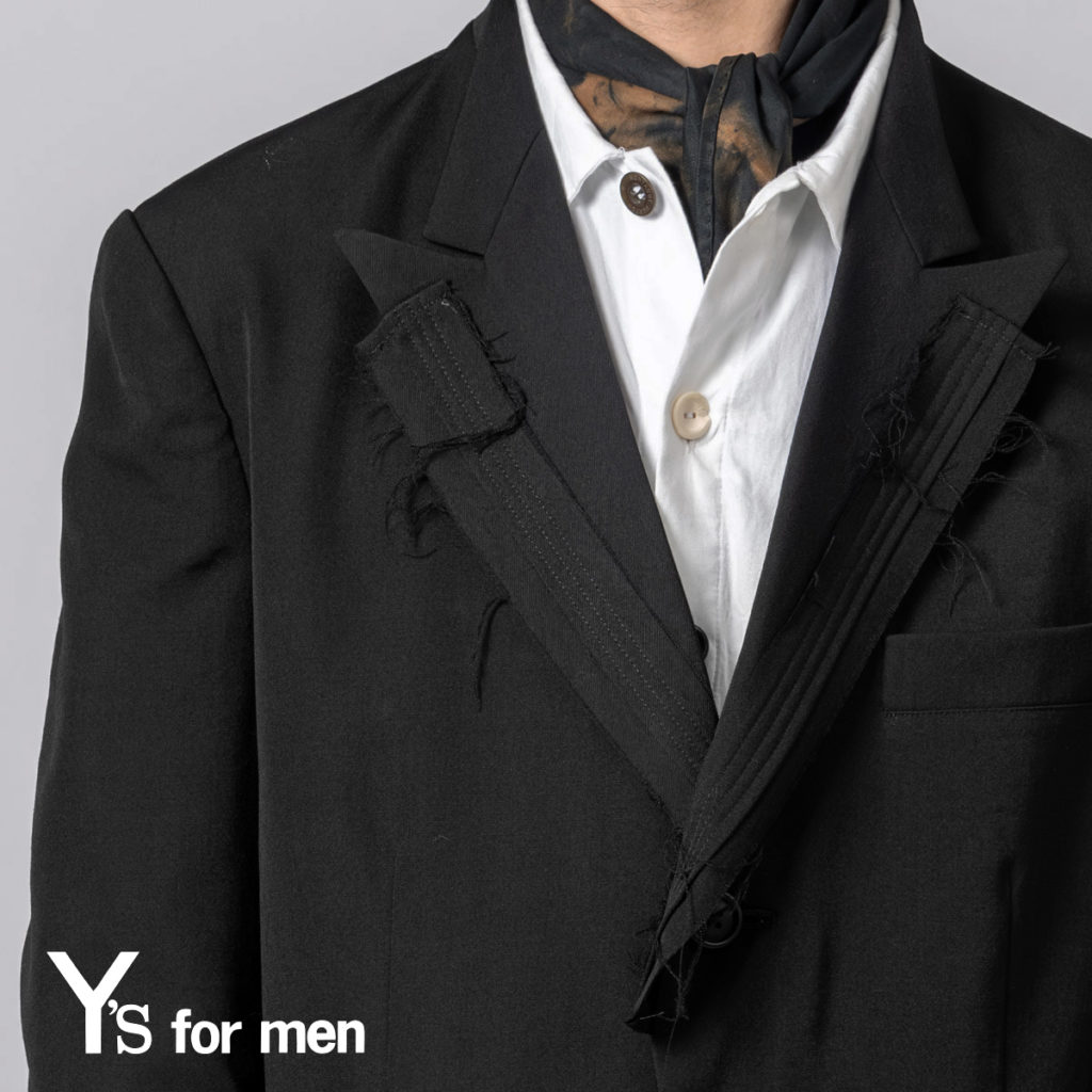Y’S FOR MEN WOOL GABARDINE JACKET WITH PATCH CLOTH