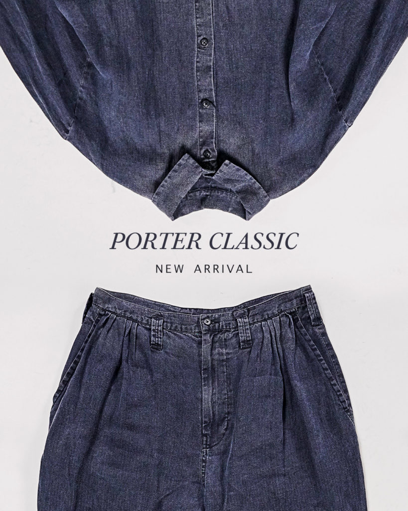 ポータークラシックのブラックリネン シャツジャケット & ビバップパンツ